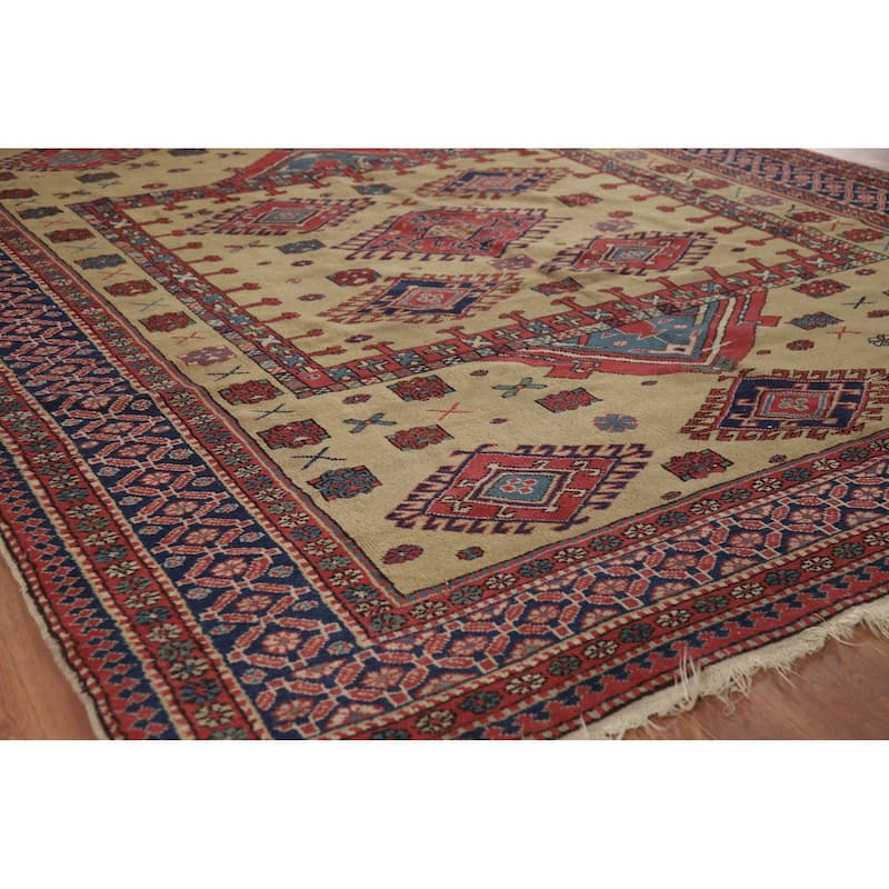 Kazak Vegetable Dye Antique Area Rug Handmade Wool Carpet - 7'9" x 9'3"