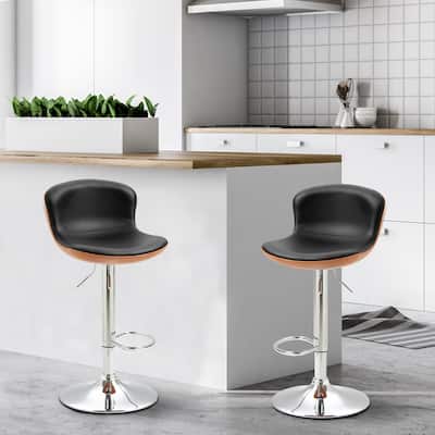 Adjustable Pu Leather Barstools Set Of 2