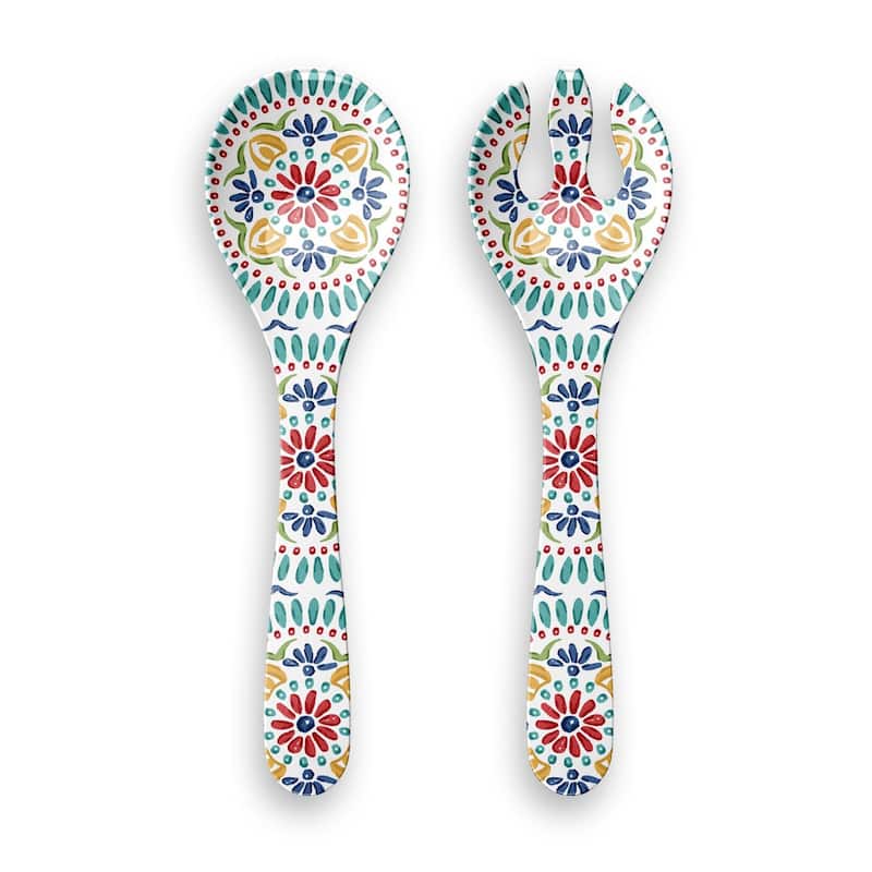 Abode Homewares Rio Medallion Melamine Serving Utensils - Multicolor - Set of 2 - Multicolor