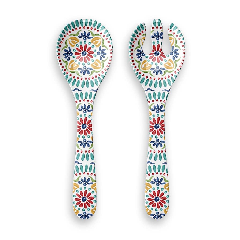 Abode Homewares Rio Medallion Melamine Serving Utensils - Multicolor - Set of 2