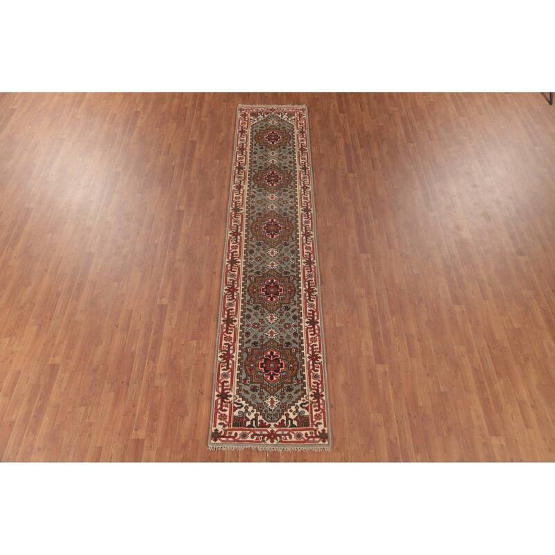 Grey Heriz-Serapi Oriental Runner Rug Handmade Wool Carpet - 2'6"x 12'0"