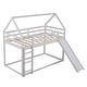 preview thumbnail 17 of 16, Modern Twin Size Wood Bunk House Bed with Slide, Ladder & Roof, Gray