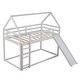 preview thumbnail 8 of 7, Modern Twin Size Wood Bunk House Bed with Slide, Ladder & Roof, White