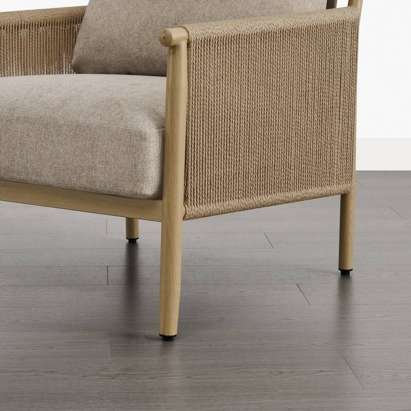 Spruce & Spring Braid Boho Accent Chair with Woven Paper Rope Armrest & Wood-Look Metal Frame