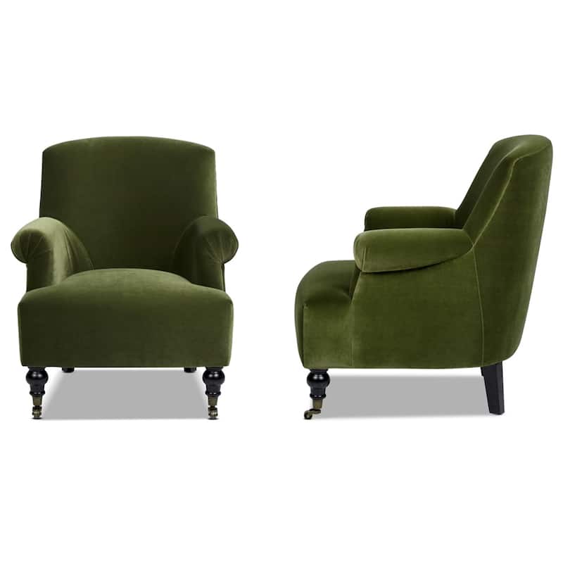 Eloise 30" Transitional Velvet Pleated Sock Arm Accent Chair