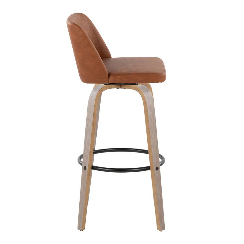 The Gray Barn Vallberga 30" Fixed-Height Bar Stool with Light Grey Wood Base (Set of 2)