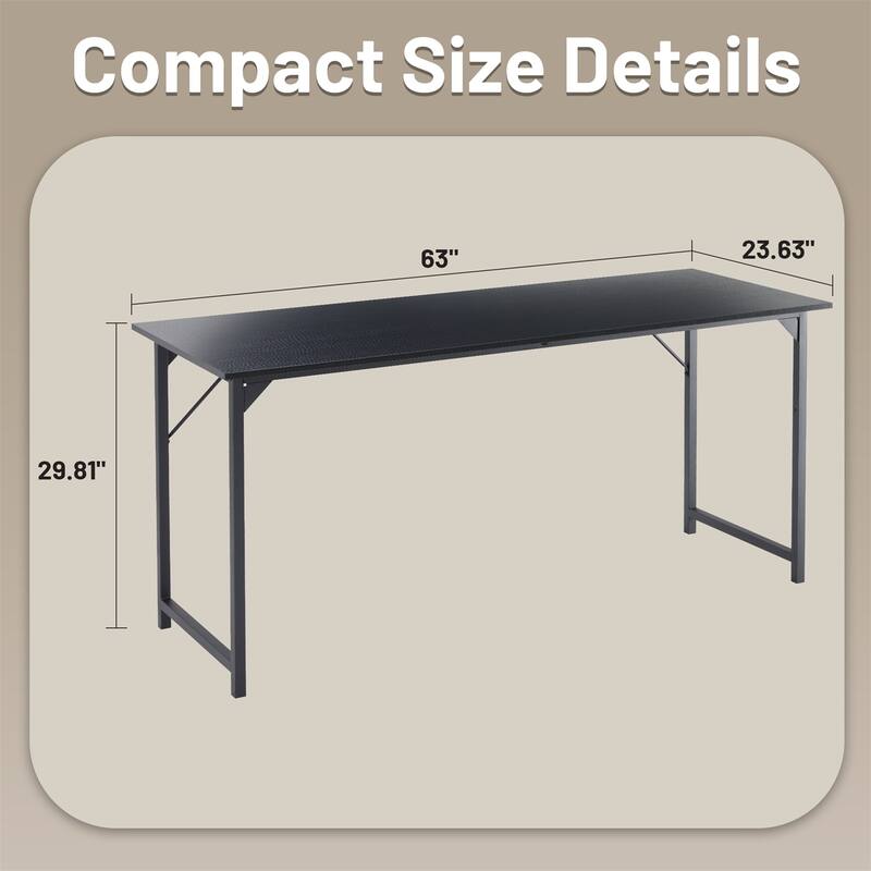 Computer Desk, 40-63 Inch Home Office Desk, Gaming Writing Work from Home Study Desk, Large Legroom, Sturdy Metal Frame