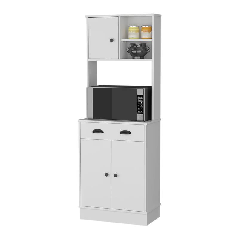 Microwave Storage Stand With 3-Doors And Drawer