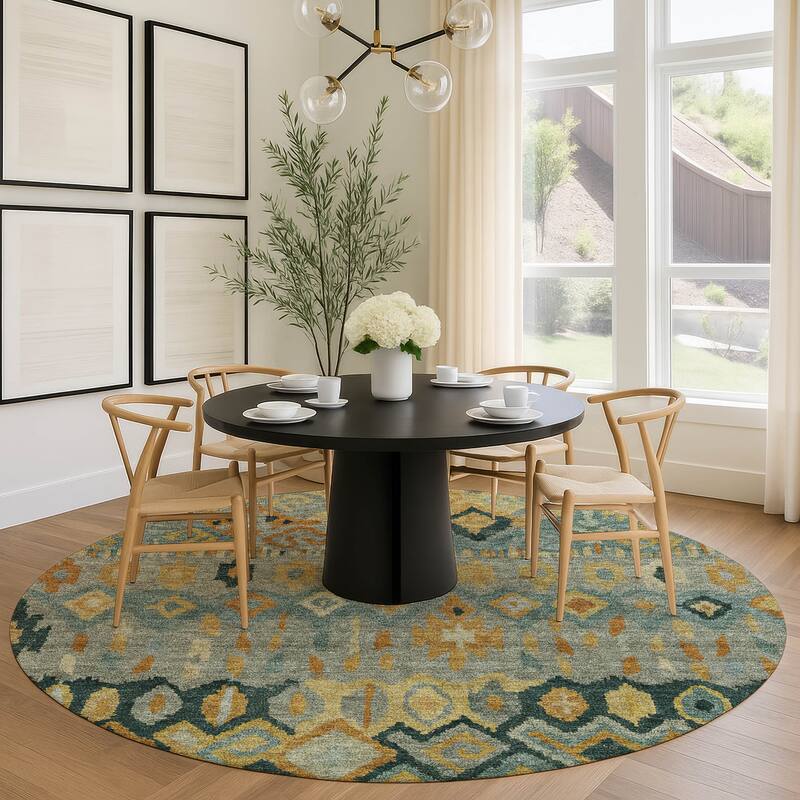 Machine Washable Indoor/ Outdoor Boho Moroccan Chantille Rug