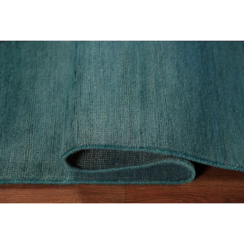 Modern Gabbeh Oriental Foyer Rug Hand-Knotted Blue Wool Carpet - 3'3" x 6'5"