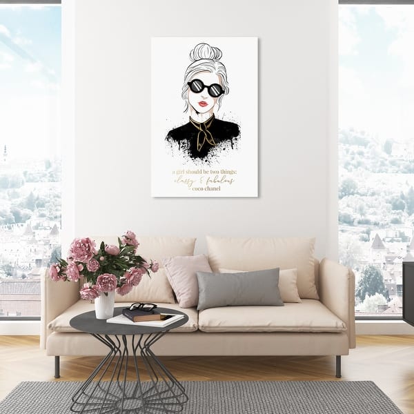 Oliver Gal 'Classy and Fabulous Paris Woman' Fashion and Glam Wall Art  Framed Canvas Print Outfits - Gold, Black - Bed Bath & Beyond - 32481375