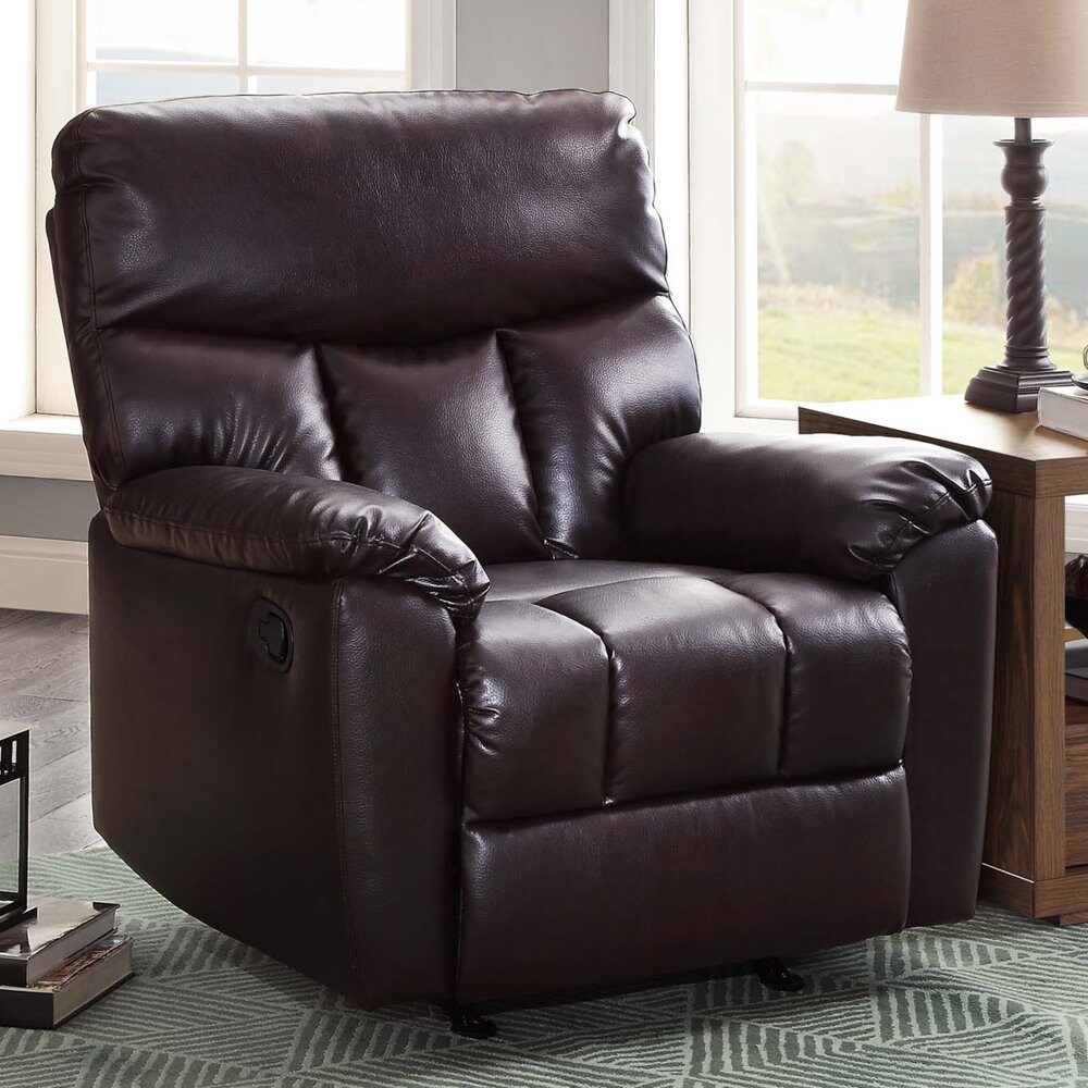 Small Space Rocker Recliner Chocolate Brown Faux Leather Upholstery chocolate brownundefined Bed Bath Beyond 37961855