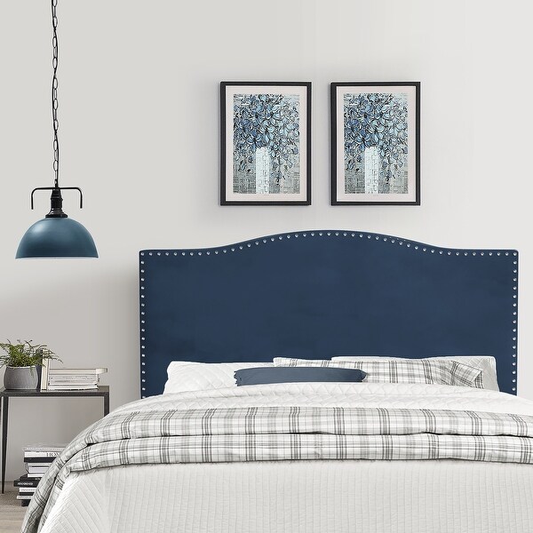 Porch Den Olney Blue Velvet Upholstered Headboard On Sale