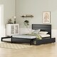 preview thumbnail 2 of 1, Metal Full Size Storage Platform Bed with Twin Size Trundle and 2 Drawers, Black