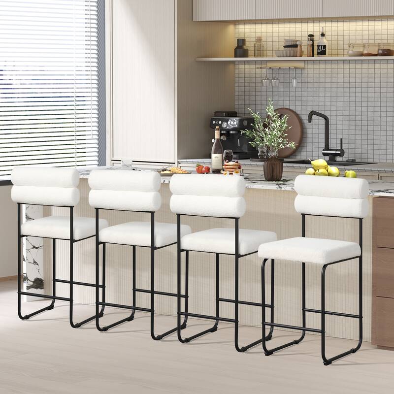 Gymax Set of 2 Counter Height Bar Stools 26'' Counter Stools w/ Metal
