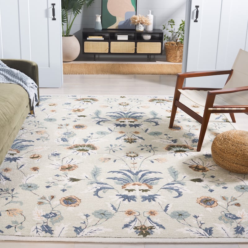 SAFAVIEH Handmade Blossom Caterina Modern & Contemporary Wool Rug - 8' x 10' - Sage/Blue