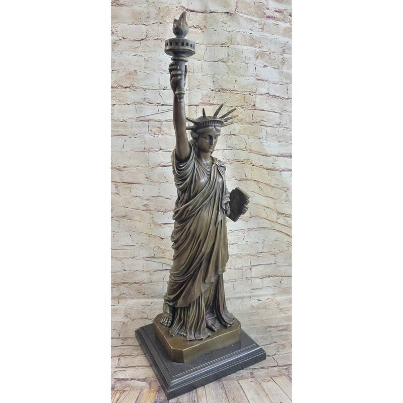 Statue Of Liberty Nyc Bronze Sculpture Statue Figure Replica On Marble Base