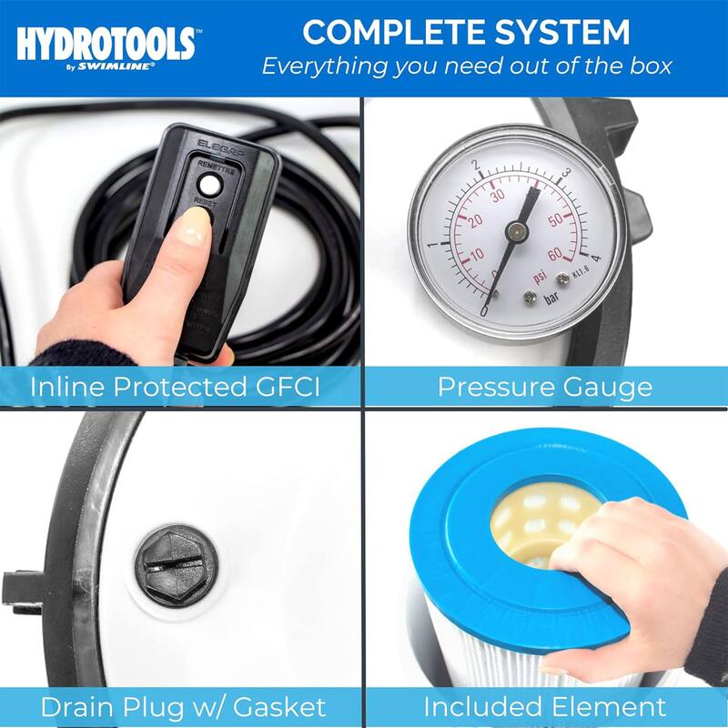 Swimline Cartridge Pool Filtration with Pump Built In Housing Complete System - 22