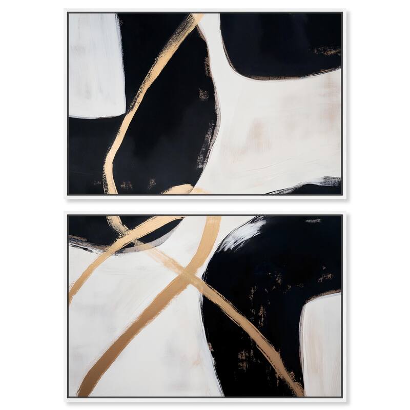 Rhythm of Contrast Canvas Set of 2 by Art Remedy - 54" x 36" - White