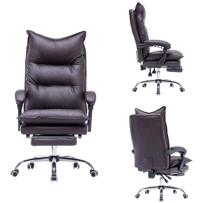 4/6-Point Massage Office Chair, Ergonomic Reclining Desk Chair, Retractable Footrest & Adjustable Armrests, Multiple options