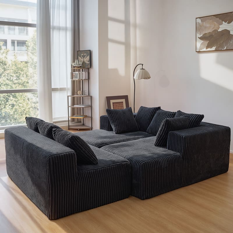 GDFStudio - American Design Modular 130" U-Shaped Sectional Sofa, Chaise Lounge with Reversible Layout