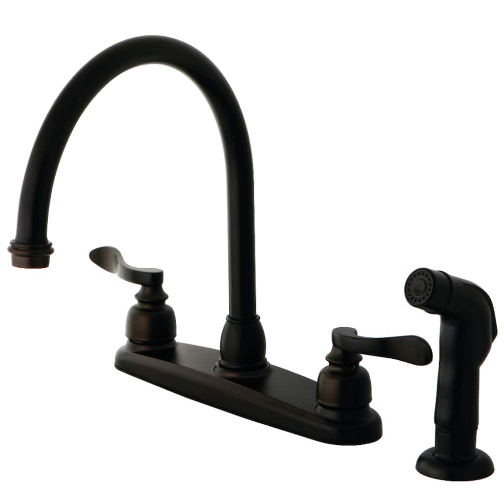 Kingston Brass Oil-Rubbed-Bronze Brass Two-Handled Kitchen Faucet with Side Sprayer