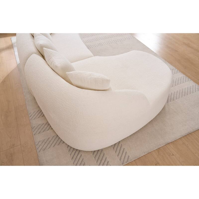 99" L-Shaped Chenille Sectional Boneless Sofa with Chaise and Pillows