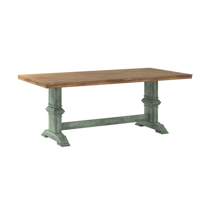 Eleanor Sage Green Farmhouse Trestle Base 6-Piece Dining Set - X Back by iNSPIRE Q Classic