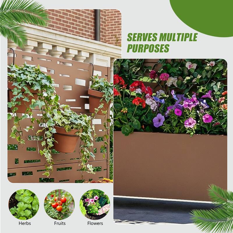 Raised Garden Bed Planter with Trellis Movable Planter Box with Lockable Wheels