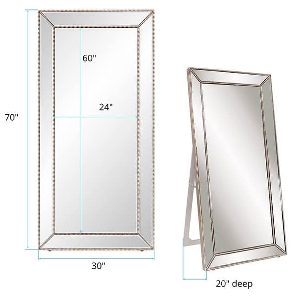 Allan Andrews Wood Framed Full Length Titus Floor Mirror - Silver - 70" H x 30" W