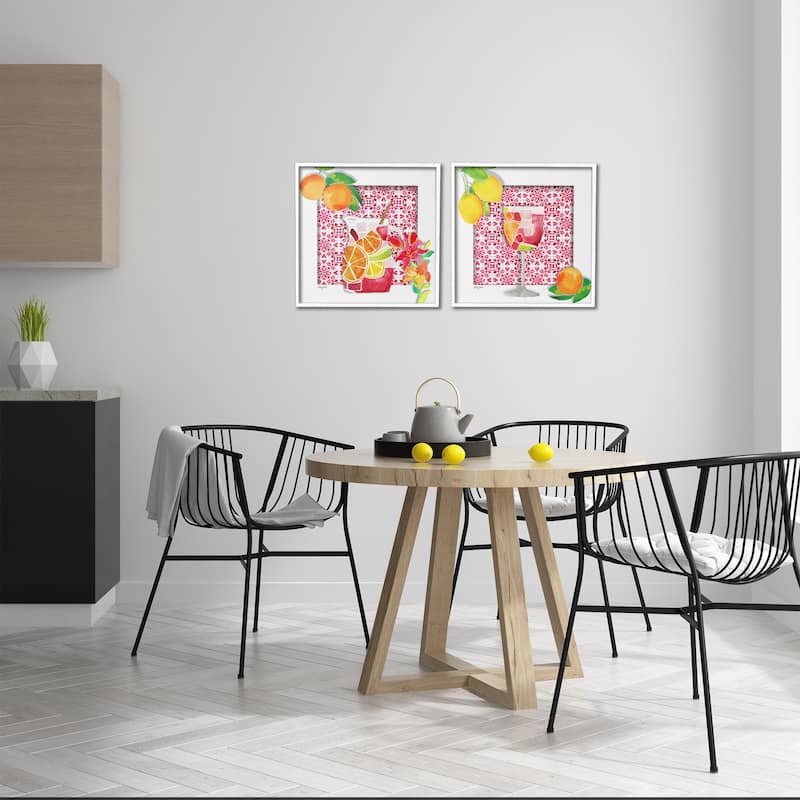 Stupell Sangria Pitcher & Glass Framed Giclee Art Design By Hillary Holt (Set of 2)