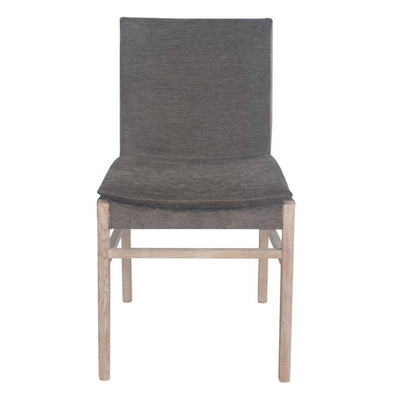 Lily Dining Side Chair Set of 2, Padded, Gray Fabric, Ash Wood Frame