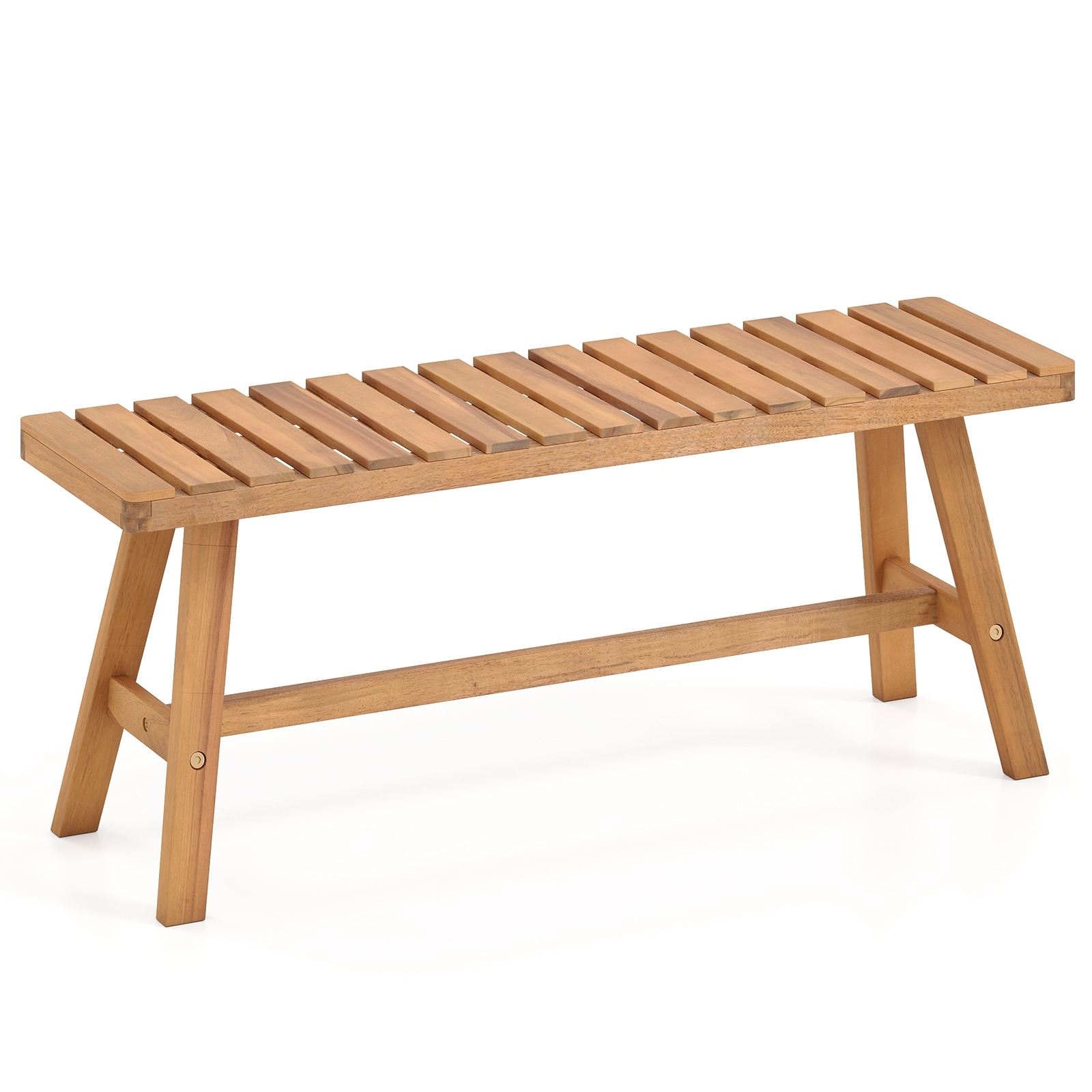 Gymax Acacia Wood Outdoor Garden Bench w/Slatted Seat 800 lbs Capacity