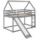 preview thumbnail 9 of 12, Elegant House Shape Twin over Twin Bunk Bed with Slide, Guardrails and Ladder, Designed for Child Safety, Gender Neutral, Grey