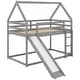 preview thumbnail 9 of 16, Grey Twin Size Bunk House-Shaped Bed With Slide And Ladder for Home