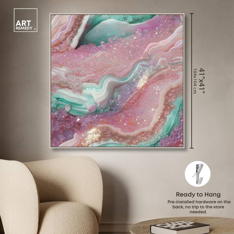 Pink and Mint Crystal III Canvas by Art Remedy