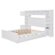 preview thumbnail 4 of 16, Full Size Wooden Bed Frame With All-in-One Cabinet,Shelf and Sockets,for Girls Boys Teens,No Box Spring Needed