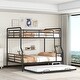 preview thumbnail 10 of 15, Full XL Over Queen Size Metal Bunk Bed with Twin Size Trundle Black