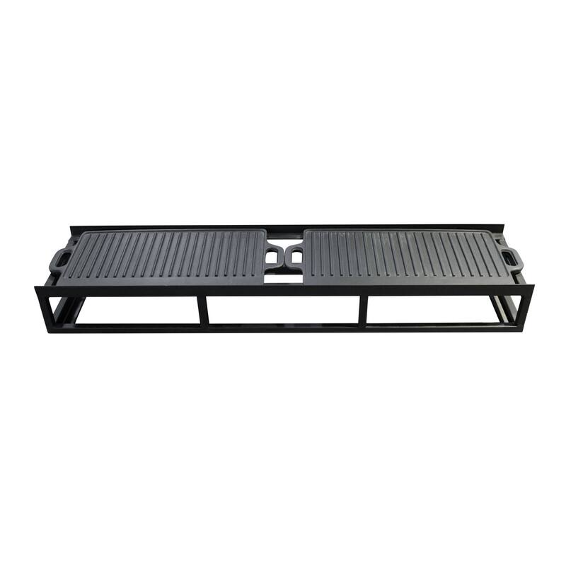 Black Patio BBQ Grill Shelf with Two Cooking Pan