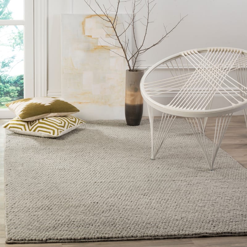 SAFAVIEH Handmade Natura Gerta Wool Rug - 2'3" x 4' - Silver - Rectangle