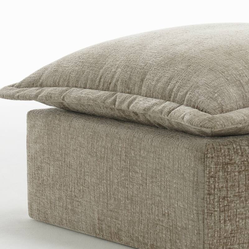 31.7"W Oversized Chenille Upholstered No Assembly Square Ottoman