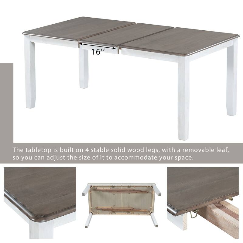 7-Piece Wooden Dining Table Set with Extendable Table & 6 Chairs