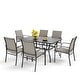preview thumbnail 1 of 16, MAISON ARTS Patio Dining Set 7 Piece Metal Rectangle Table and 6 Textilene Chairs Brown Chairs