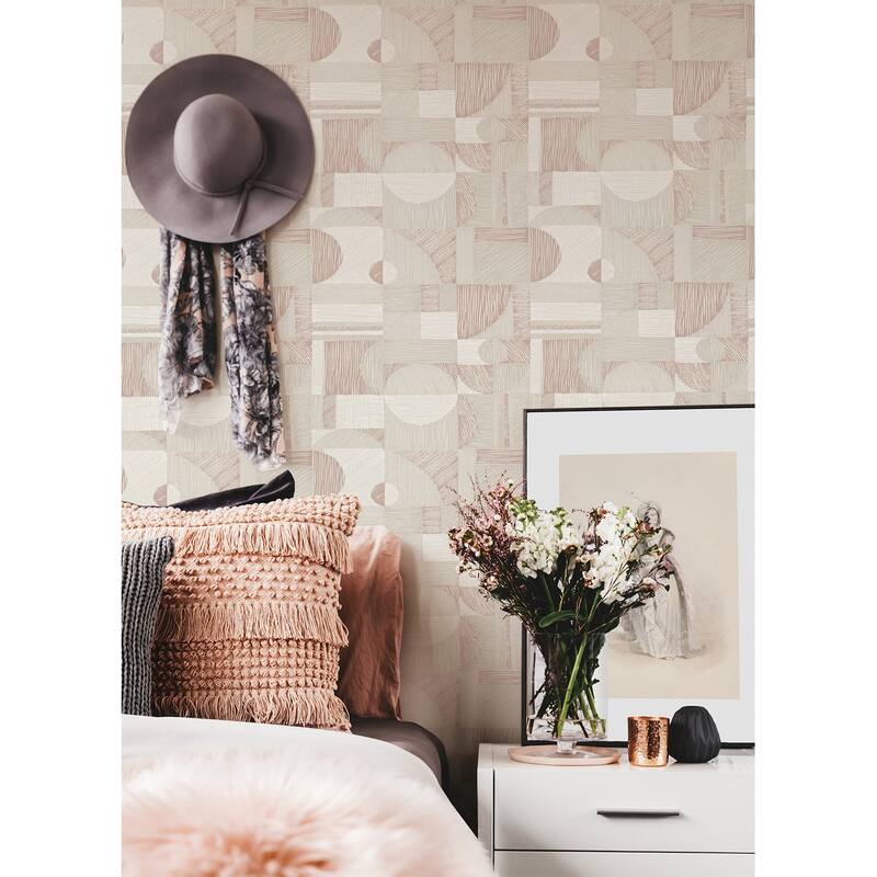 NuWallpaper Rose Gold Margo Geometric Peel & Stick Wallpaper