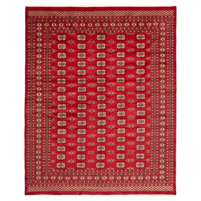 ECARPETGALLERY Hand-knotted Finest Peshawar Bokhara Red Wool Rug - 8'0 x 10'2