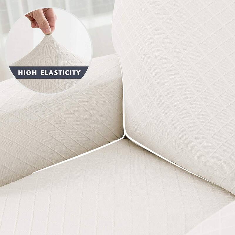 Enova Home Ultra Soft Rhombus Stretch Fabric Recliner Slipcover with Elastic Bottom Side Pocket