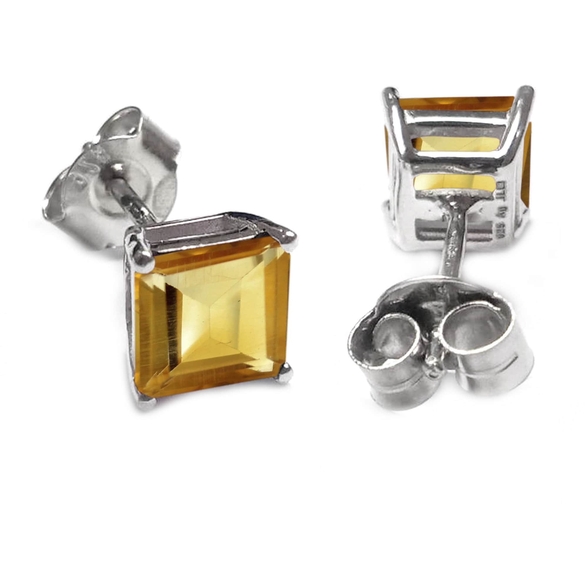Pinctore 925 Sterling Silver Citrine Studs Earrings