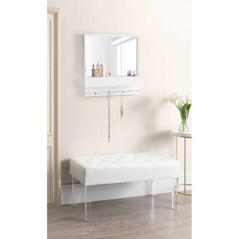 Kate and Laurel Adlynn Wall Mirror with Pocket and Pegs - White - 24x24