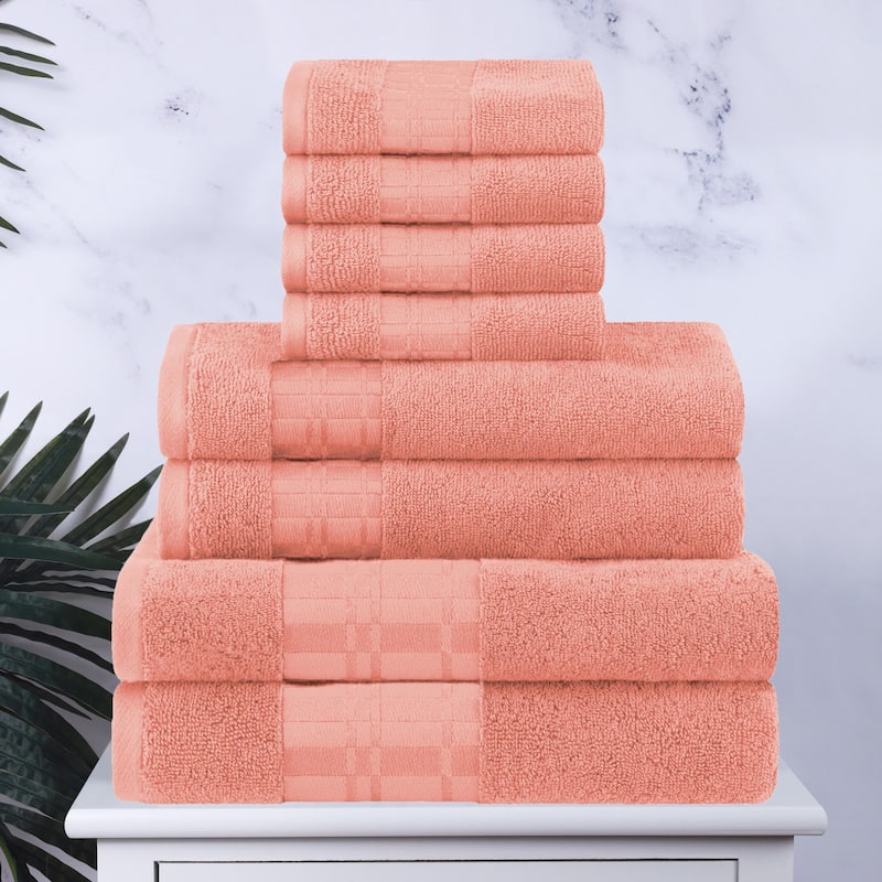 Superior Larissa Cotton Embroidered Geometric Border 8-Piece Towel Set