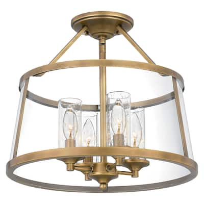 Quoizel Barlow Weathered Brass 4-light Semi-Flush Mount